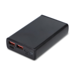 Snellaad-powerbank met twee verschillende poorten 10.000 mAh kleur zwart tweede weergave