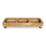 Mini acaciahouten tafel met 3 compartimenten voor snacks kleur hout tweede weergave