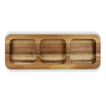 Mini acaciahouten tafel met 3 compartimenten voor snacks kleur hout vierde weergave