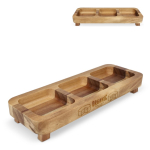 Mini acaciahouten tafel met 3 compartimenten voor snacks