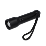 Waterbestendige oplaadbare LED-zaklamp van gerecycled aluminium kleur zwart