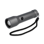 Waterbestendige oplaadbare LED-zaklamp van gerecycled aluminium kleur zilver