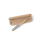 Houten balpen met blauwe inkt en bijpassende etui kleur bruin vijfde weergave