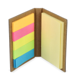 Kleefnotities in 2 maten in een kraft papieren boekje kleur naturel vierde weergave