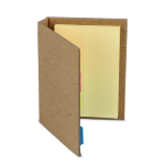 Kleefnotities in 2 maten in een kraft papieren boekje kleur naturel vijfde weergave
