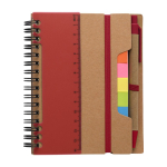 Notitieboek met diverse plaknotities, liniaal en balpen, A6 kleur rood eerste weergave