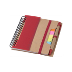Notitieboek met diverse plaknotities, liniaal en balpen, A6 kleur rood elfde weergave