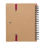 Notitieboek met diverse plaknotities, liniaal en balpen, A6 kleur rood zesde weergave