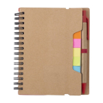 Notitieboek met diverse plaknotities, liniaal en balpen, A6 kleur rood negende weergave