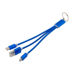 Oplaadkabelset 3-in-1 met karabijnhaak voor transport kleur ultramarijn blauw derde weergave