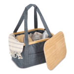Picknickmand met houten deksel en koelvak aan de binnenkant kleur donkergrijs vierde weergave