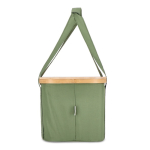 Picknickmand met houten deksel en koelvak aan de binnenkant kleur olijfgroen vijfde weergave