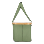 Picknickmand met houten deksel en koelvak aan de binnenkant kleur olijfgroen zesde weergave