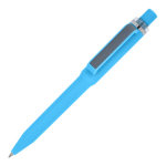 Balpen van gerecycled plastic met zachte afwerking en blauwe inkt kleur blauw