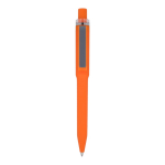 Balpen van gerecycled plastic met zachte afwerking en blauwe inkt kleur oranje tweede weergave