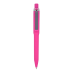 Balpen van gerecycled plastic met zachte afwerking en blauwe inkt kleur roze tweede weergave