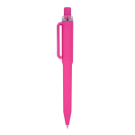 Balpen van gerecycled plastic met zachte afwerking en blauwe inkt kleur roze derde weergave