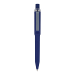 Balpen van gerecycled plastic met zachte afwerking en blauwe inkt kleur donkerblauw tweede weergave
