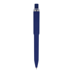 Balpen van gerecycled plastic met zachte afwerking en blauwe inkt kleur donkerblauw vierde weergave