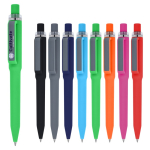 Balpen van gerecycled plastic met zachte afwerking en blauwe inkt