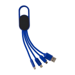 Oplaadkabelset 4-in-1 met karabijnhaak en verlicht logo kleur blauw eerste weergave
