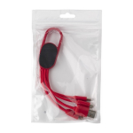 Oplaadkabelset 4-in-1 met karabijnhaak en verlicht logo kleur rood tweede weergave