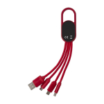 Oplaadkabelset 4-in-1 met karabijnhaak en verlicht logo kleur rood derde weergave
