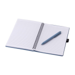 Notitieboek en bijpassende balpen van tarwestro, A5 formaat kleur blauw vierde weergave