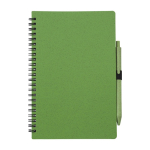 Notitieboek en bijpassende balpen van tarwestro, A5 formaat kleur groen eerste weergave