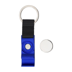Metalen sleutelhanger met flesopener en muntje voor de winkelwagen kleur blauw derde weergave