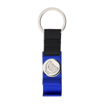 Metalen sleutelhanger met flesopener en muntje voor de winkelwagen kleur blauw vierde weergave