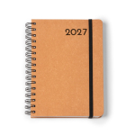 A5-agenda met ringband en omslag van gerecycled leer kleur bruin tweede weergave