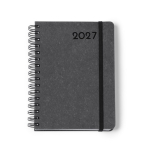 A5-agenda met ringband en omslag van gerecycled leer kleur zwart tweede weergave