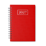 A5-agenda met ringen en omslag van kunstleer kleur rood tweede weergave