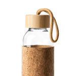 Glazen drinkfles met hoes van natuurkurk 500ml kleur naturel detailweergave 2