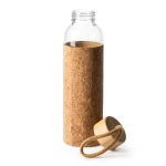 Glazen drinkfles met hoes van natuurkurk 500ml kleur naturel detailweergave 3