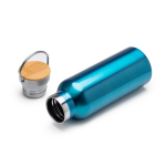 RVS fles met bamboedop en inklapbaar handvat 500 ml kleur zwart detailweergave 1