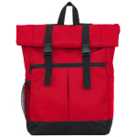 Rugzak van polyester 900D met oprolbare klep en sluitbanden kleur rood tweede weergave