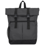 Rugzak van polyester 900D met oprolbare klep en sluitbanden kleur grijs tweede weergave