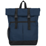 Rugzak van polyester 900D met oprolbare klep en sluitbanden kleur marineblauw tweede weergave