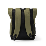 Rugzak van polyester 900D met oprolbare klep en sluitbanden kleur miliair groen detailweergave 1