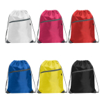 Multifunctionele trekkoordrugzak met voorvak met rits kleur rood detailweergave 2