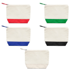 Tweekleurige katoenen toilettas met bijpassende ritssluiting 280 g/m² kleur rood detailweergave 2