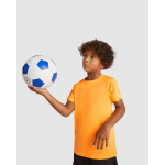 Sportshirt van gerecyclede stoffen 135 g/m² Roly Direct Imola kleur neon oranje tweede gebruiksweergave