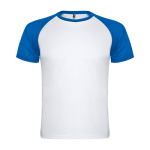 Sportshirt in twee kleuren 140 g/m² Roly Direct Indianapolis kleur wit/blauw tweede weergave
