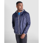 Windjack met capuchon en opvouwbaar achtervak 60 g/m² kleur koningsblauw eerste gebruiksweergave