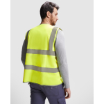 Veiligheidsvest met zak en rits van polyester Roly Polux kleur neon geel vierde gebruiksweergave