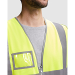 Veiligheidsvest met zak en rits van polyester Roly Polux kleur neon geel detailweergave 2