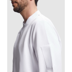 Koksjas met lange mouwen van polyester 150 g/m² Roly Dabiz kleur wit detailweergave 1