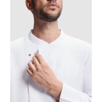 Koksjas met lange mouwen van polyester 150 g/m² Roly Dabiz kleur wit detailweergave 2